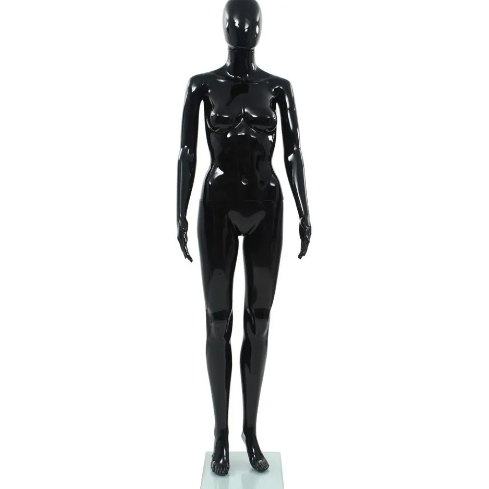 Sale FinePRICE Aidon kokoinen naismallinukke lasijalustalla musta 175 cm