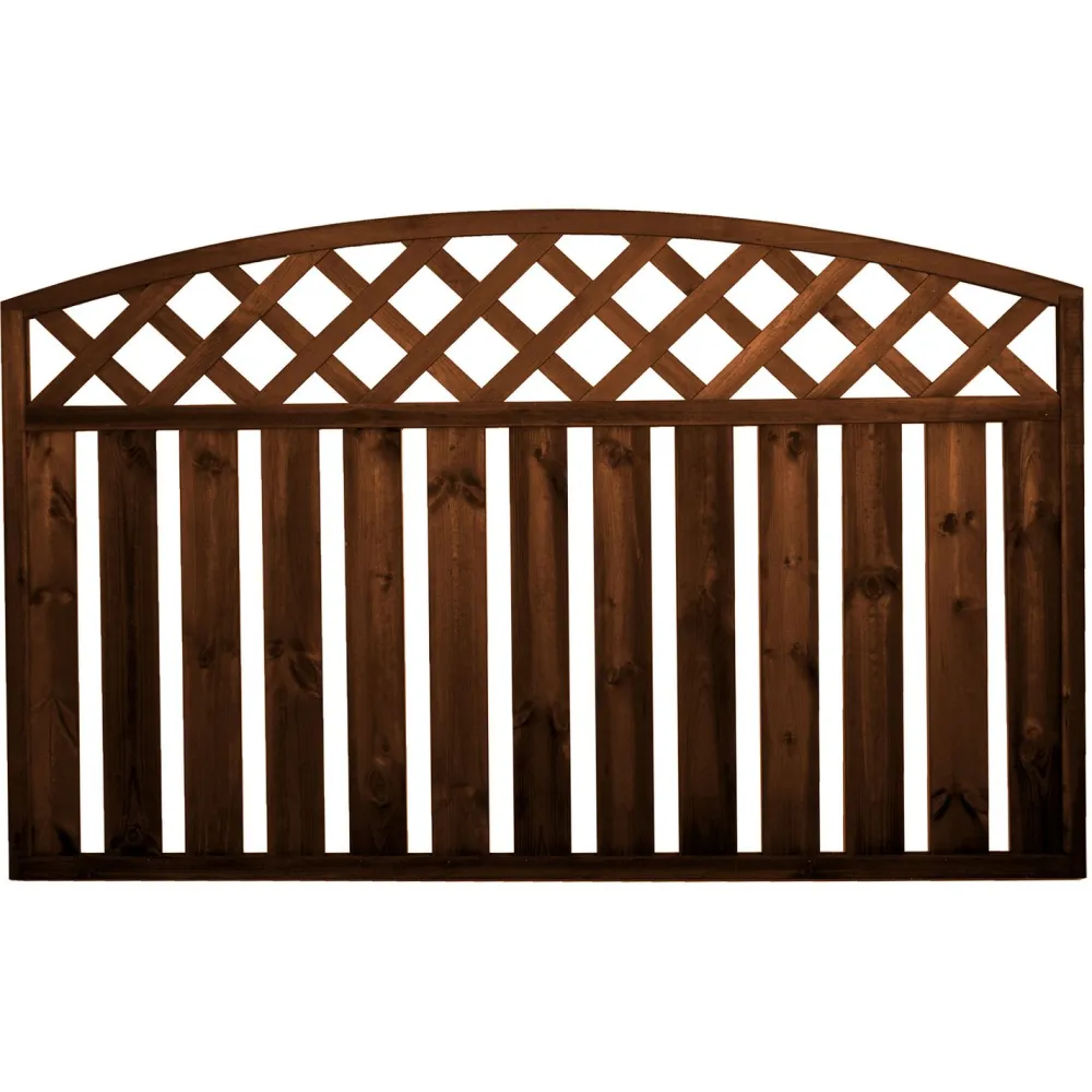 Outlet Tammiston puu Aitaelementti Lehtoharju A28R 1800x980/1130 mm kaareva pystylauta + vinoristikko ruskea