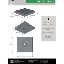 Online TEPE-terassiperustus Anturakivi TEPE 400x400x50 mm ponttirakenteella harmaa
