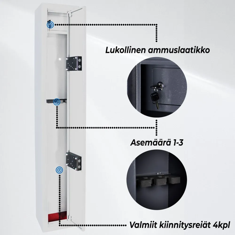 New Trekker Asekaappi 3 asetta musta