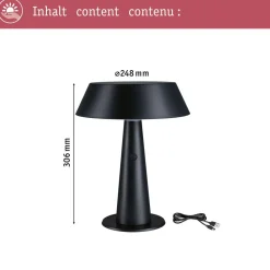Clearance Paulmann Aurinkokennopöytävalaisin Soala 30.6cm 2700K 165lm 2.1W USB antrasiitti