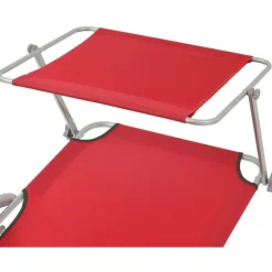 Online FinePRICE Aurinkotuoli katoksella 58x189x27 cm punainen