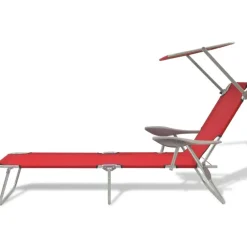 Online FinePRICE Aurinkotuoli katoksella 58x189x27 cm punainen