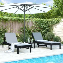 Discount FinePRICE Aurinkotuolit 2 kpl musta 199,5x60x74 cm, mänty