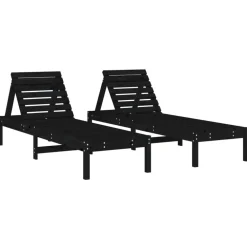 Discount FinePRICE Aurinkotuolit 2 kpl musta 199,5x60x74 cm, mänty