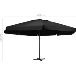 New FinePRICE Aurinkovarjo alumiinitanko 500 cm antrasiitti
