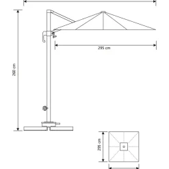 Outlet House Nordic Aurinkovarjo Baza, 295x295cm, musta
