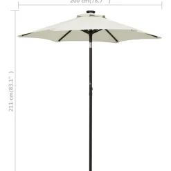 Clearance FinePRICE Aurinkovarjo LED-valolla 200x211 cm alumiini musta