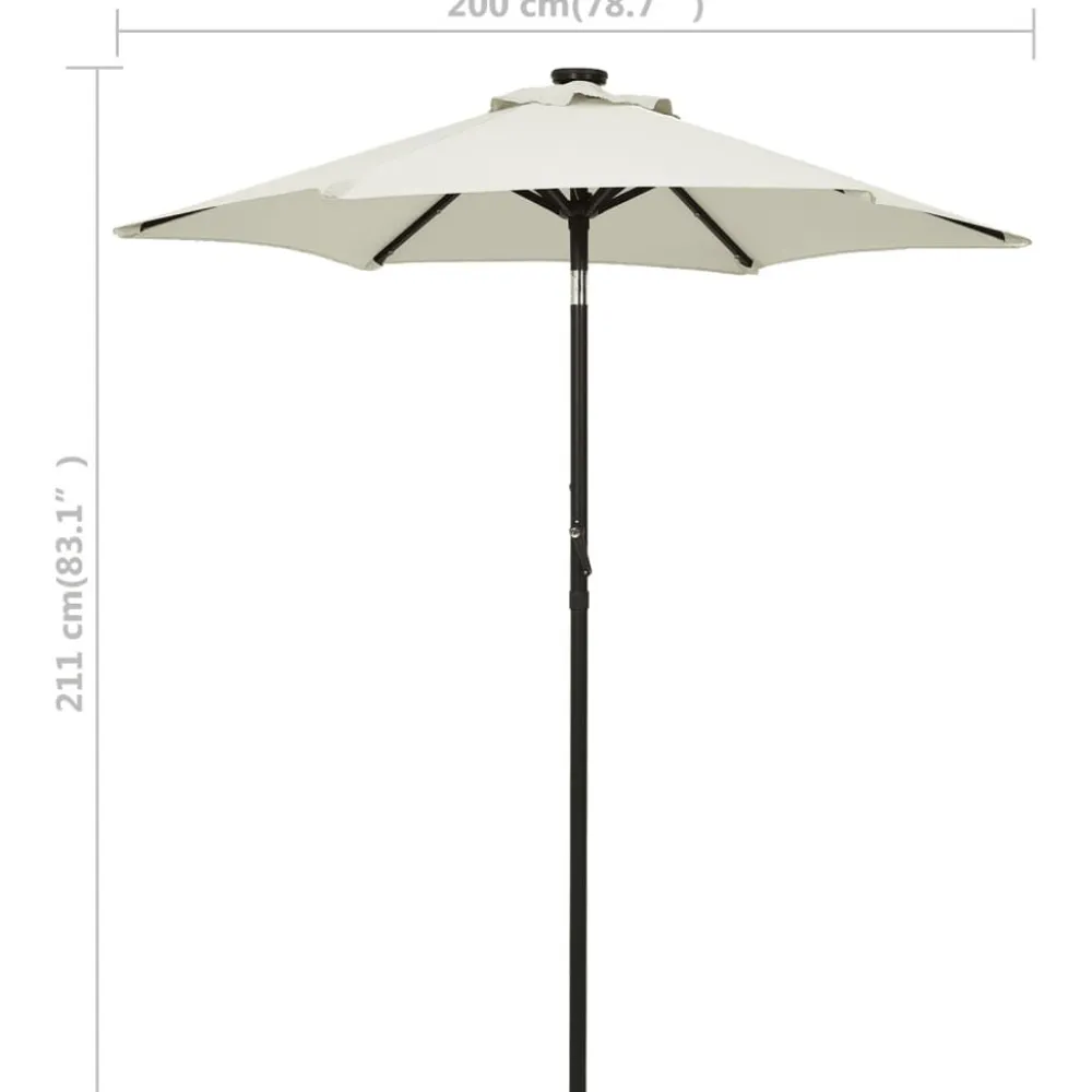 Clearance FinePRICE Aurinkovarjo LED-valolla 200x211 cm alumiini musta