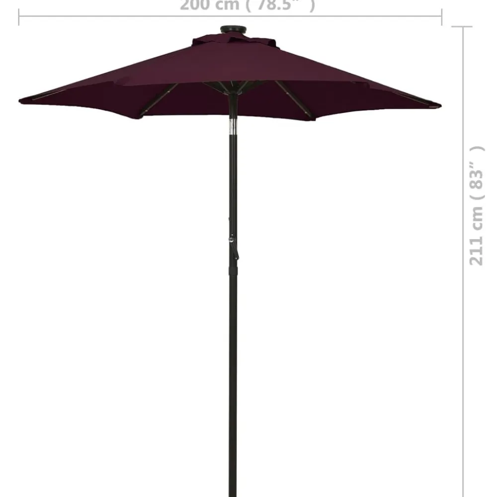 Clearance FinePRICE Aurinkovarjo LED-valolla 200x211 cm alumiini musta