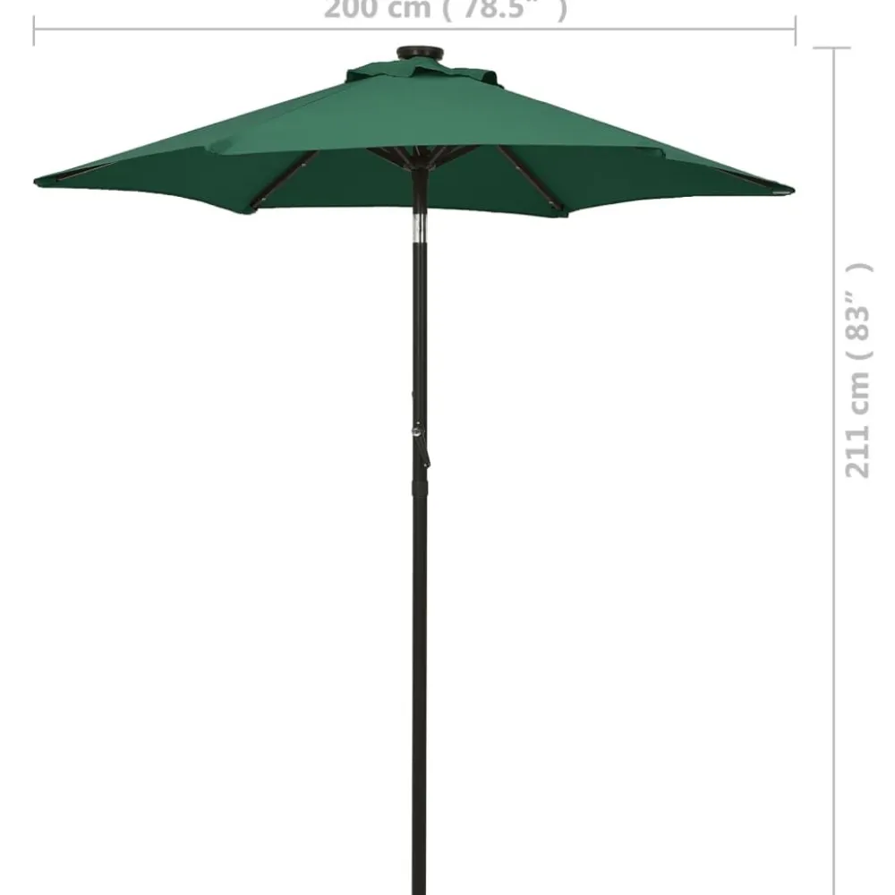Clearance FinePRICE Aurinkovarjo LED-valolla 200x211 cm alumiini musta