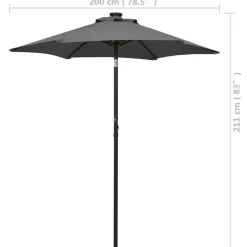 Clearance FinePRICE Aurinkovarjo LED-valolla 200x211 cm alumiini musta