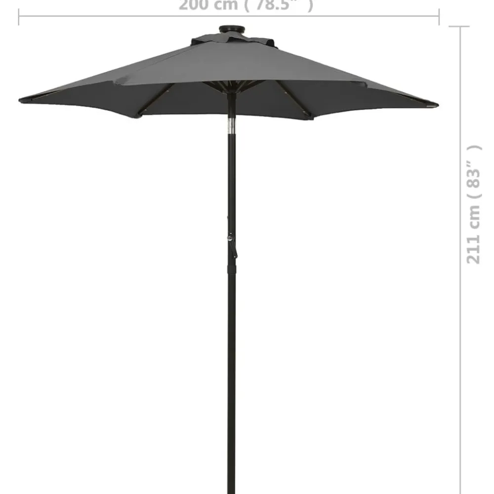 Clearance FinePRICE Aurinkovarjo LED-valolla 200x211 cm alumiini musta