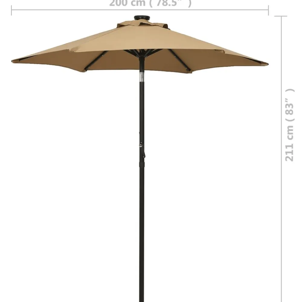 Clearance FinePRICE Aurinkovarjo LED-valolla 200x211 cm alumiini musta
