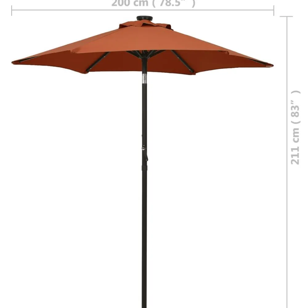 Clearance FinePRICE Aurinkovarjo LED-valolla 200x211 cm alumiini musta