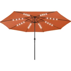 Clearance FinePRICE Aurinkovarjo LED-valot ja metallitanko 400 cm antrasiitti