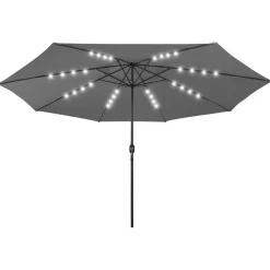 Clearance FinePRICE Aurinkovarjo LED-valot ja metallitanko 400 cm antrasiitti