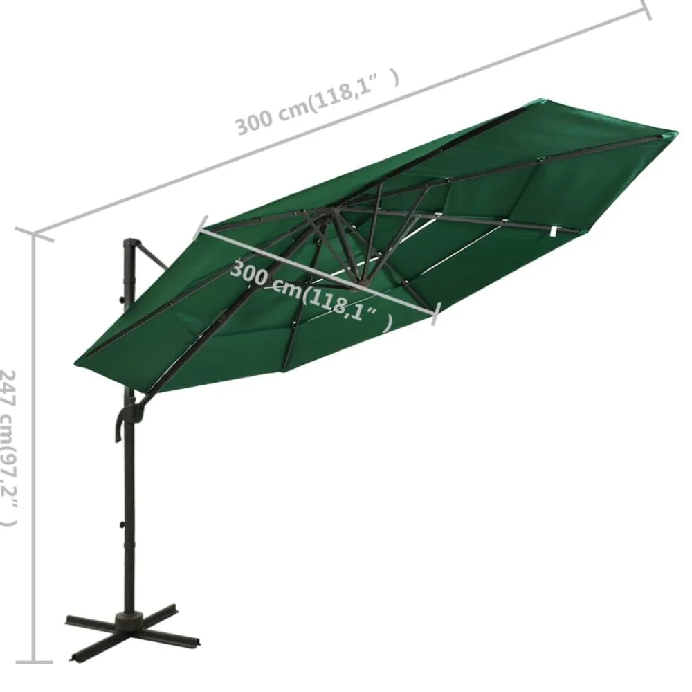Hot FinePRICE Aurinkovarjo 4-tasoinen, alumiinitangolla, 3x3m, eri värejä