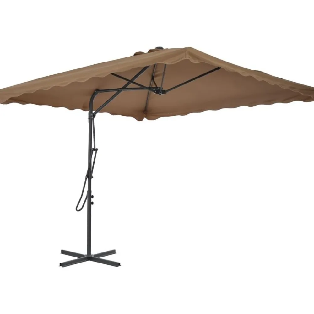 Outlet FinePRICE Aurinkovarjo terästanko 250x250 cm harmaanruskea