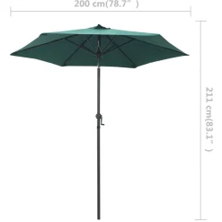 Outlet FinePRICE Aurinkovarjo 200x211 cm alumiini vihreä