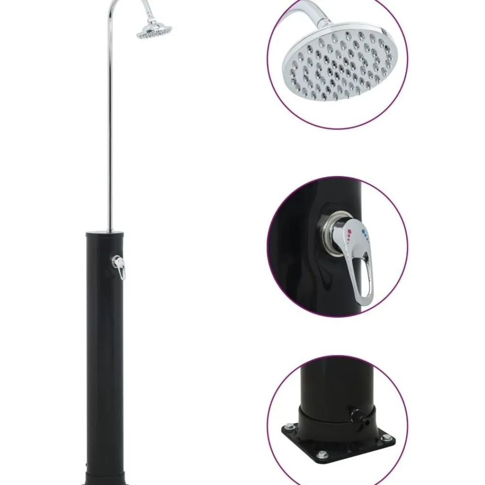 Outlet FinePRICE Aurinkovoimasuihku 214 cm 20l musta