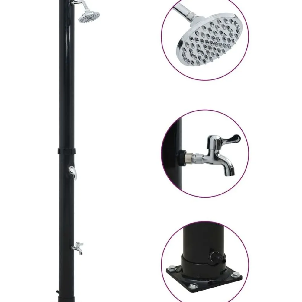 Online FinePRICE Aurinkovoimasuihku 220 cm 20 l musta
