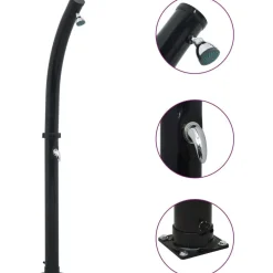 FinePRICE Aurinkovoimasuihku 214 cm 20 l musta