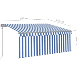 Best FinePRICE Automaattimarkiisi verhoLED/tuulisensori 3x2,5 m sininen/valkoinen