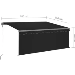 Best FinePRICE Automaattimarkiisi verhoLED/tuulisensori 3x2,5 m sininen/valkoinen