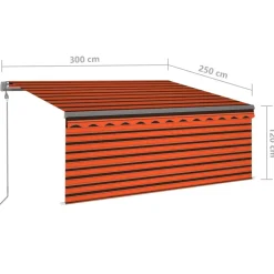 Best FinePRICE Automaattimarkiisi verhoLED/tuulisensori 3x2,5 m sininen/valkoinen