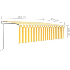 Sale FinePRICE Automaattisesti kelattava markiisi verhoilla 3x2,5 m sinivalk.