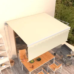 Sale FinePRICE Automaattisesti kelattava markiisi verhoilla 3x2,5 m sinivalk.