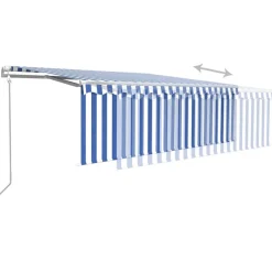 Sale FinePRICE Automaattisesti kelattava markiisi verhoilla 3x2,5 m sinivalk.
