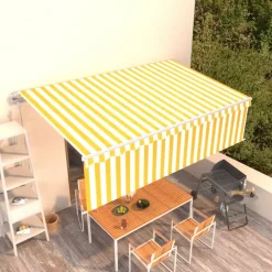 Sale FinePRICE Automaattisesti kelattava markiisi verhoilla 3x2,5 m sinivalk.