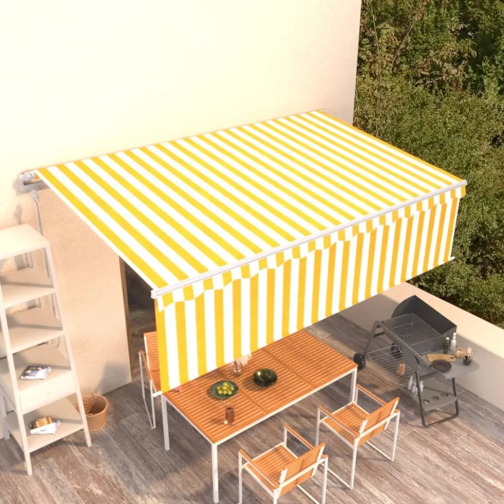 Sale FinePRICE Automaattisesti kelattava markiisi verhoilla 3x2,5 m sinivalk.