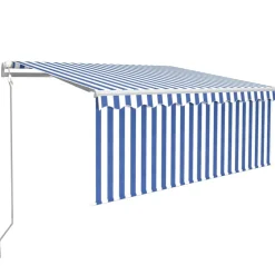 Sale FinePRICE Automaattisesti kelattava markiisi verhoilla 3x2,5 m sinivalk.