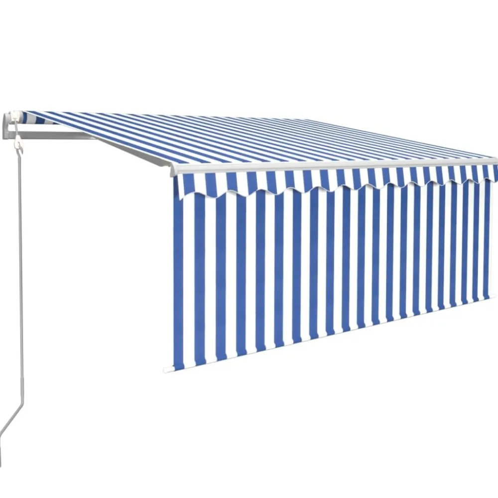 Sale FinePRICE Automaattisesti kelattava markiisi verhoilla 3x2,5 m sinivalk.