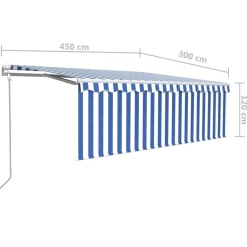 Sale FinePRICE Automaattisesti kelattava markiisi verhoilla 3x2,5 m sinivalk.