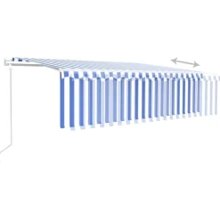 Sale FinePRICE Automaattisesti kelattava markiisi verhoilla 3x2,5 m sinivalk.
