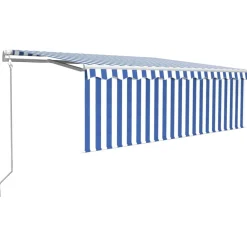 Sale FinePRICE Automaattisesti kelattava markiisi verhoilla 3x2,5 m sinivalk.