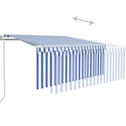 Sale FinePRICE Automaattisesti kelattava markiisi verhoilla 3x2,5 m sinivalk.