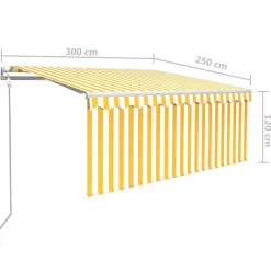 Sale FinePRICE Automaattisesti kelattava markiisi verhoilla 3x2,5 m sinivalk.