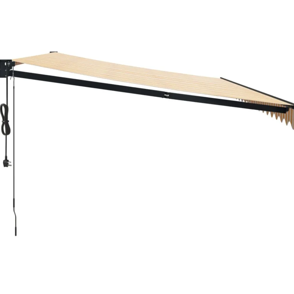 Discount FinePRICE Automaattisesti sisäänkelattava markiisi keltainen/valkoinen 5x3 m