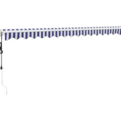 New FinePRICE Automaattisesti sisäänkelattava markiisi sininen/valkoinen 4,5x3 m