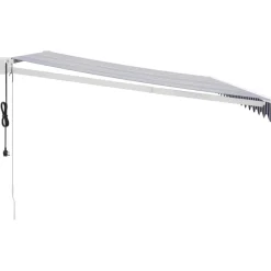New FinePRICE Automaattisesti sisäänkelattava markiisi sininen/valkoinen 4,5x3 m