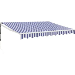 Outlet FinePRICE Automaattisesti sisäänkelattava markiisi sinivalkoinen 3x2,5 m