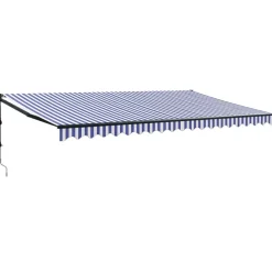 Best FinePRICE Automaattisesti sisäänkelattava markiisi sinivalkoinen 5x3 m