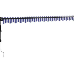 New FinePRICE Automaattisesti sisäänkelattava markiisi sininen/valkoinen 4x3 m