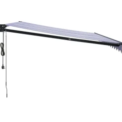 New FinePRICE Automaattisesti sisäänkelattava markiisi sininen/valkoinen 4x3 m
