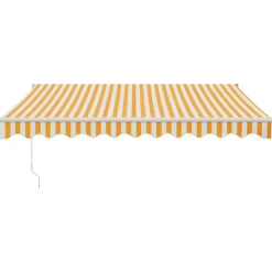 Clearance FinePRICE Automaattisesti sisäänkelattava markiisi keltainen/valkoinen 3x2,5 m